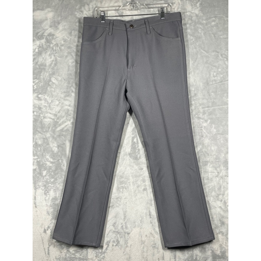 Wrangler Wrancher Dress Jeans Mens 36x29 Gray Polyester Bootcut Pants 82GY